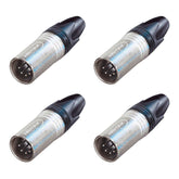 4x Neutrik NC5MXX XLR 5-Pin Stecker Kabelstecker Silber DMX Beleuchtung DJ Disco
